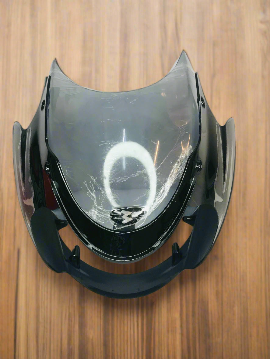 HEADLAMP VISOR FOR BAJAJ DISCOVER 135 DIGITAL METER BLACK IN COLOR WITH WIND SHIELD