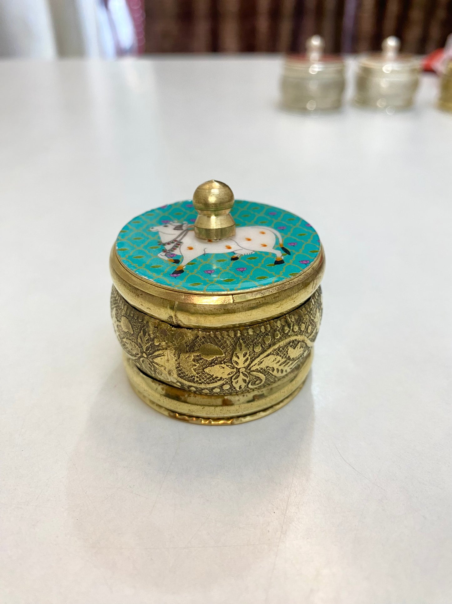 Traditional Brass Sindoor Box / kumkum box Small Size 50 ml