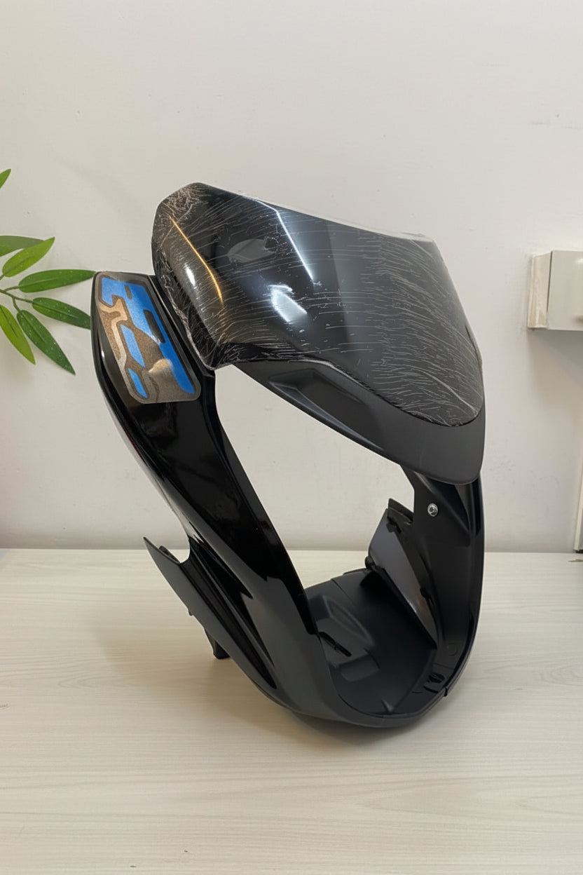 VISOR FOR GLAMOURE BS6 2020 BLACK WITH BLUE STICKER