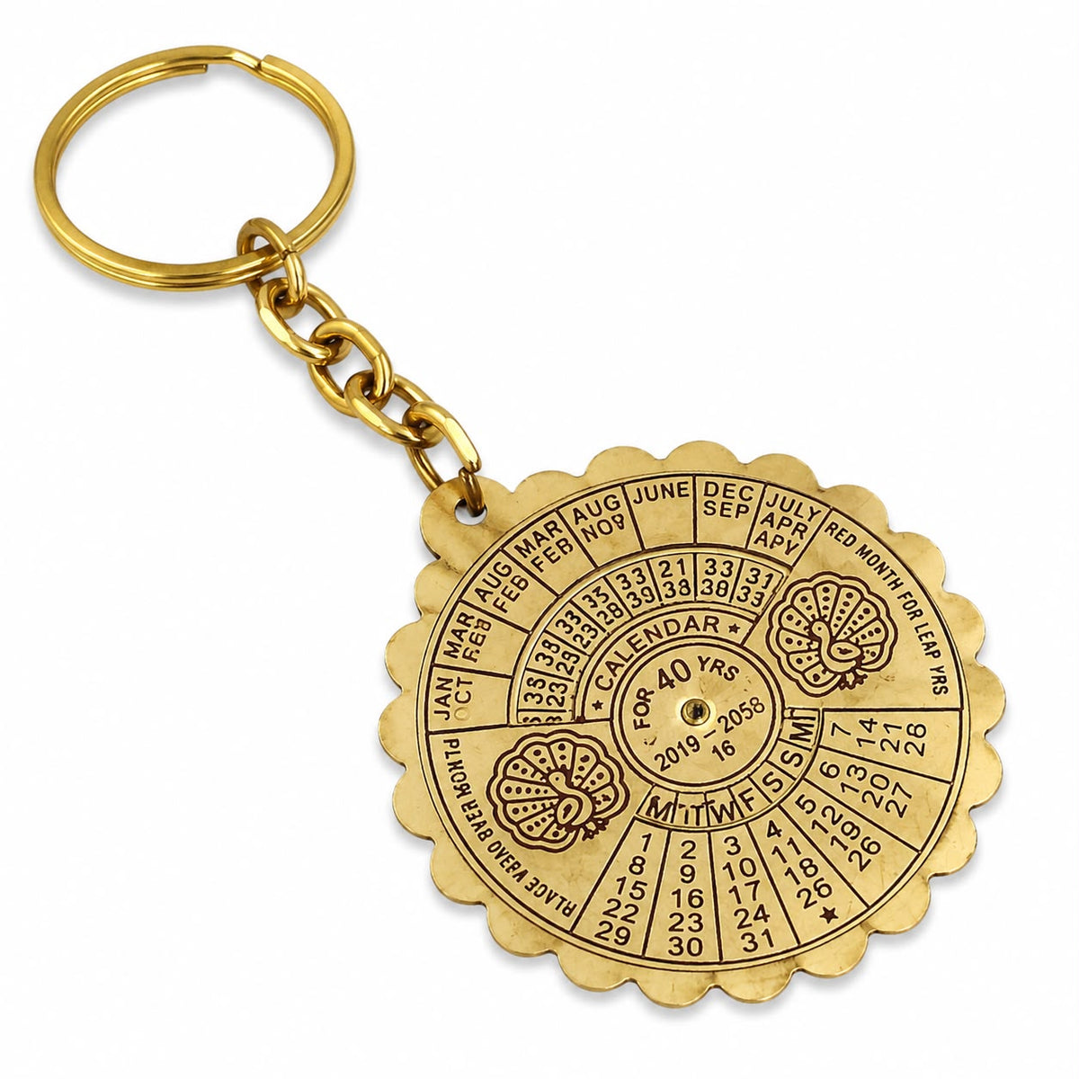 Brass Perpetual Calendar Keychain | Lightweight Brass Calendar Key Ring
