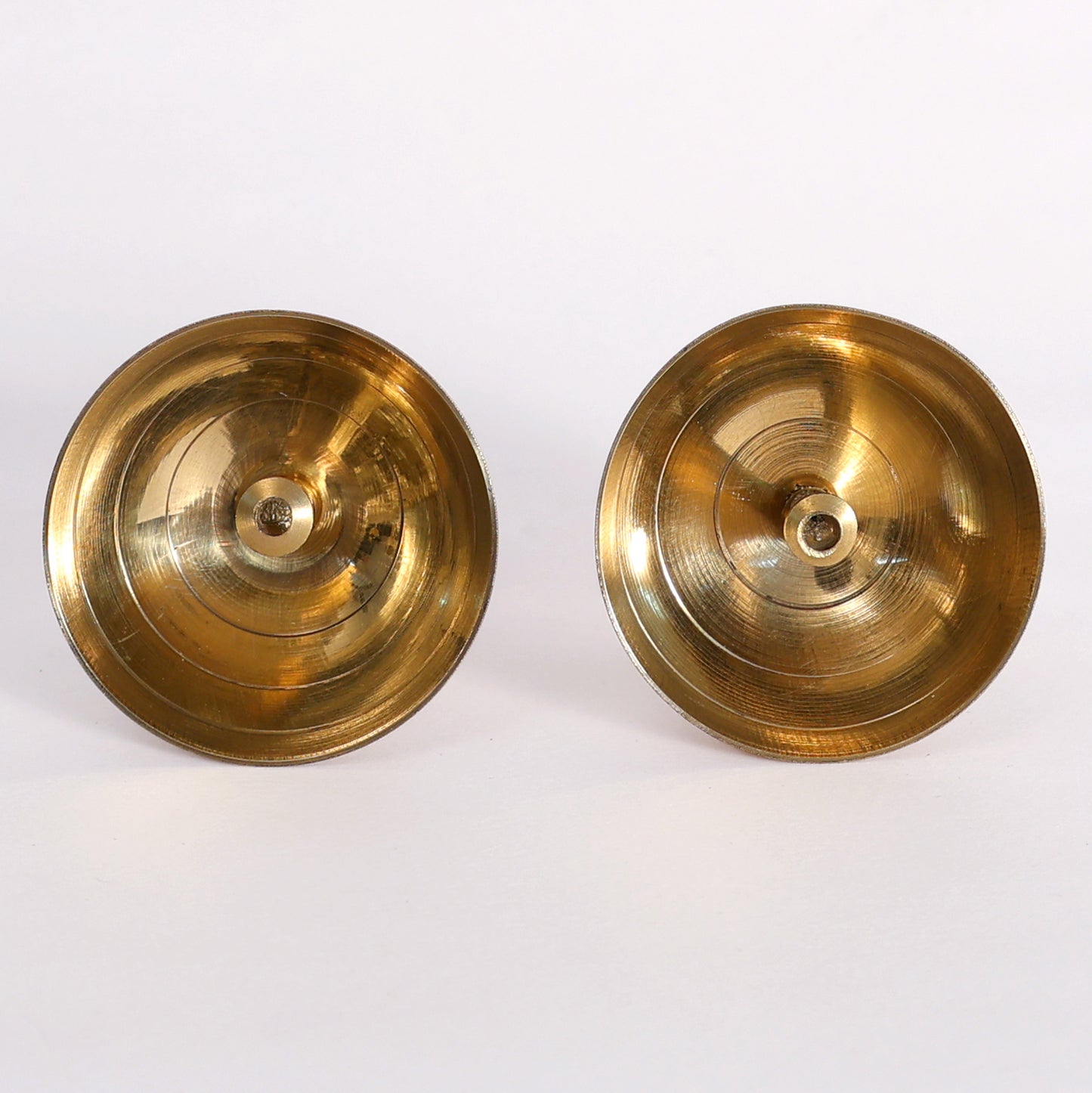 Golden Brass Pyali Design Diya – Set of 2 | Traditional Oil Lamp (6 cm, 40g Each)