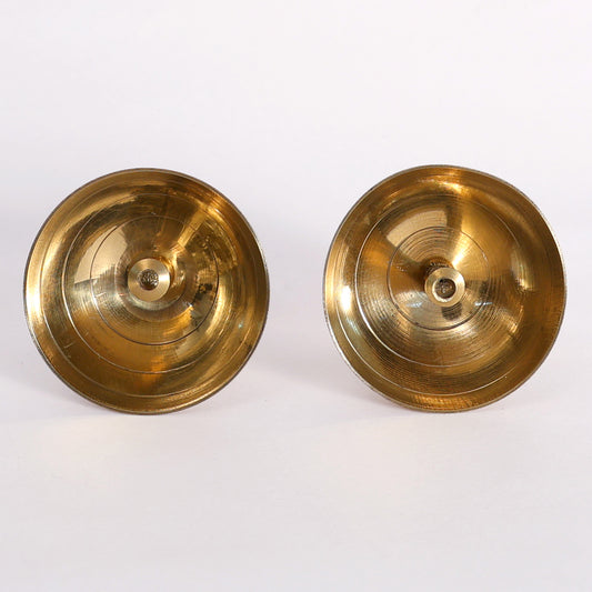 Golden Brass Pyali Design Diya – Set of 2 | Traditional Oil Lamp (6 cm, 40g Each)