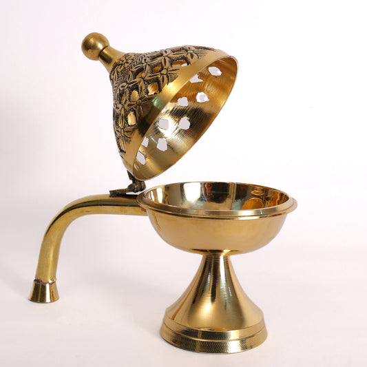 Brass Incense Holder & Dhoop Burner | Golden Finish Agarbatti Stand for Pooja & Home Décor