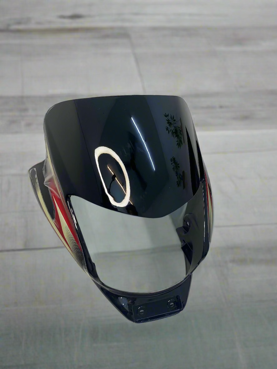 VISOR FOR PLATINA 100 ES BLACK WITH RED STICKER