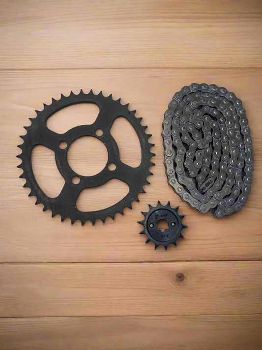 CHAIN KIT FOR PLATINA 100 ES / PLATINA 100 KS BS4 , BS6 / DISCOVER 100M