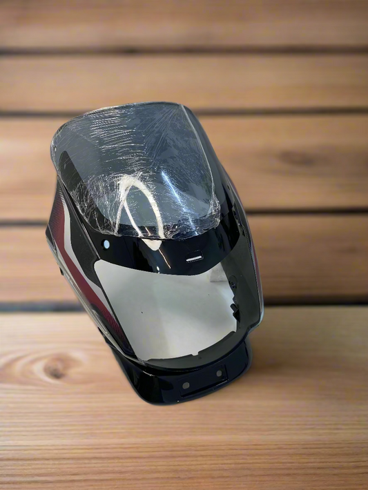 HEADLIGHT VISOR FOR PLATINA 100 OLD 2006 - 15 BLACK   WITH MAJENTA STICKER