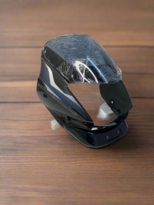 HEADLIGHT VISOR FOR PLATINA 100 OLD 2006 - 15 BLACK  WITH SILVER STICKER