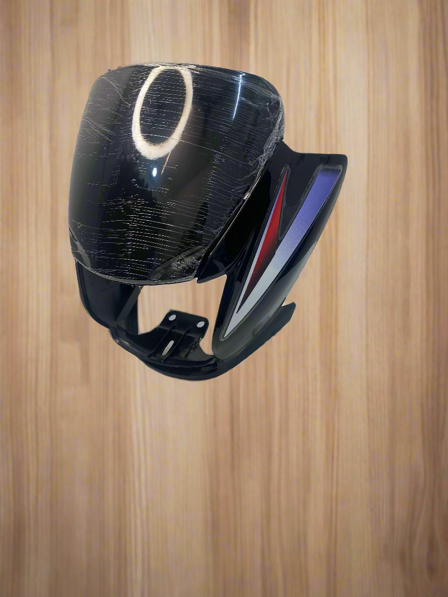 VISOR FOR SUPER SPLENDOR BS4 TYPE - 5   NEW MODEL STAND ENGINE WITH WIND SHIELD BLACK WITH RED STICKER