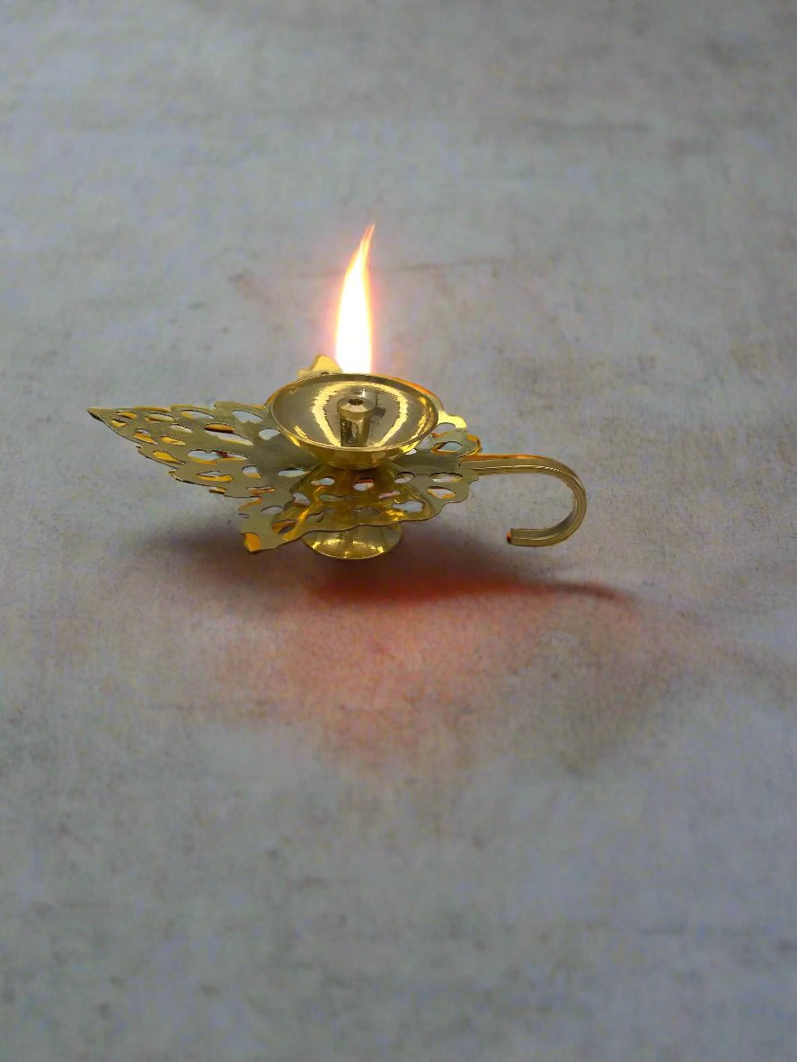 Brass Diya Patti Design (30 gm, 4.5 Inch) | Traditional Oil Lamp 1 pc