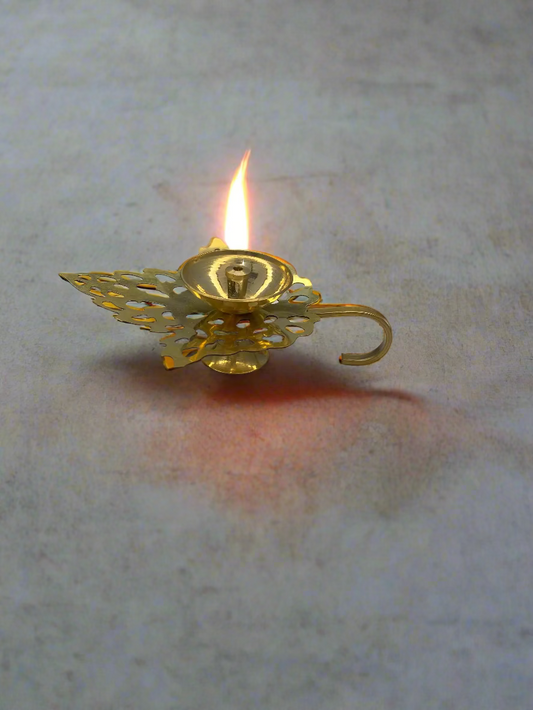 Brass Diya Patti Design (30 gm, 4.5 Inch) | Traditional Oil Lamp 1 pc