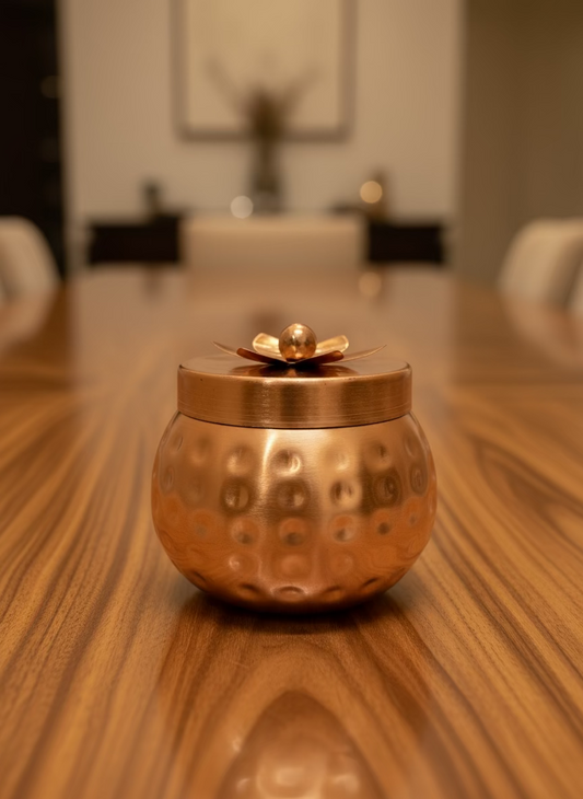 Copper-Coated Iron Votive Box – 300 ml | Elegant Decorative Storage Container