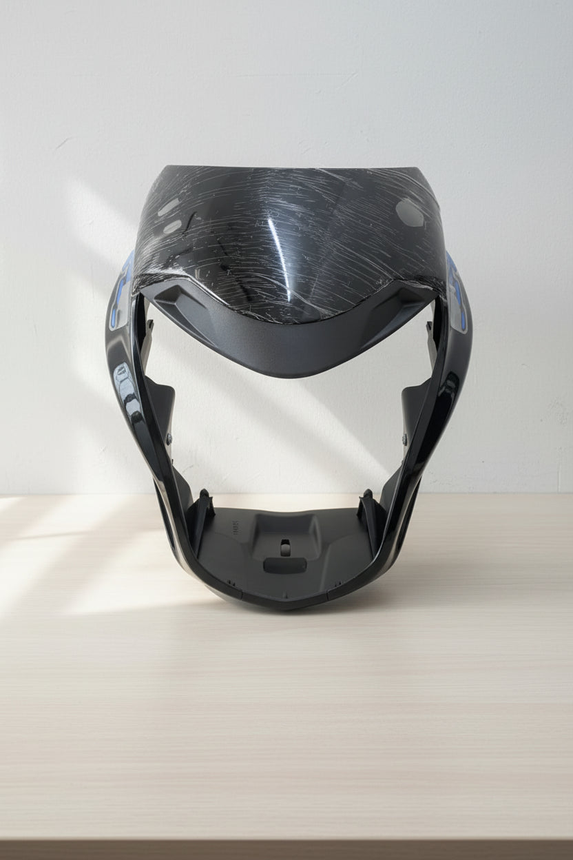 VISOR FOR GLAMOURE BS6 2020 BLACK WITH BLUE STICKER
