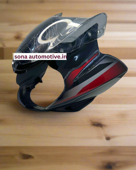 VISOR FOR DISCOVER 125 / 150 2011 3D TYPE BLACK WITH RED STICKER WITH WIND SHIELD