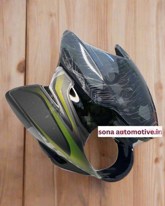VISOR FOR DISCOVER 125/ 150 2011 3D TYPE BLACK WITH GREEN STICKER WITH WIND SHIELD