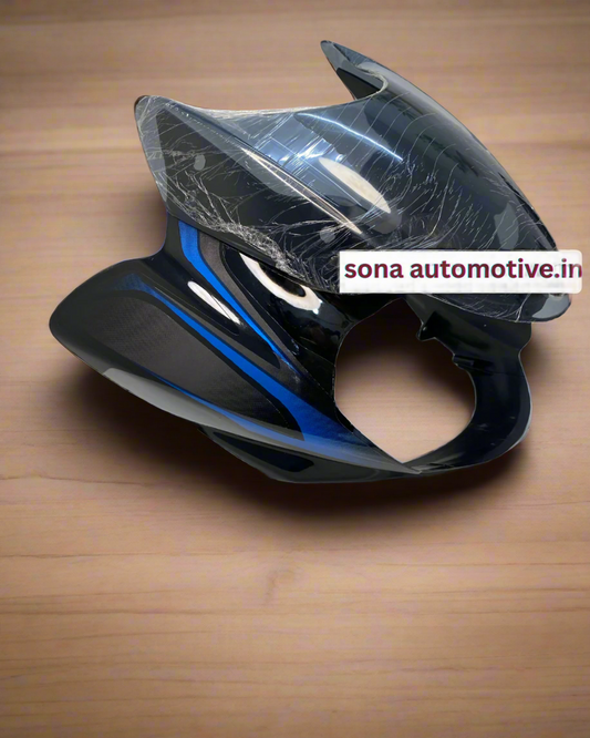 VISOR FOR DISCOVER 125/ 150 2011 3D TYPE BLACK WITH BLUE STICKER WITH WIND SHIELD